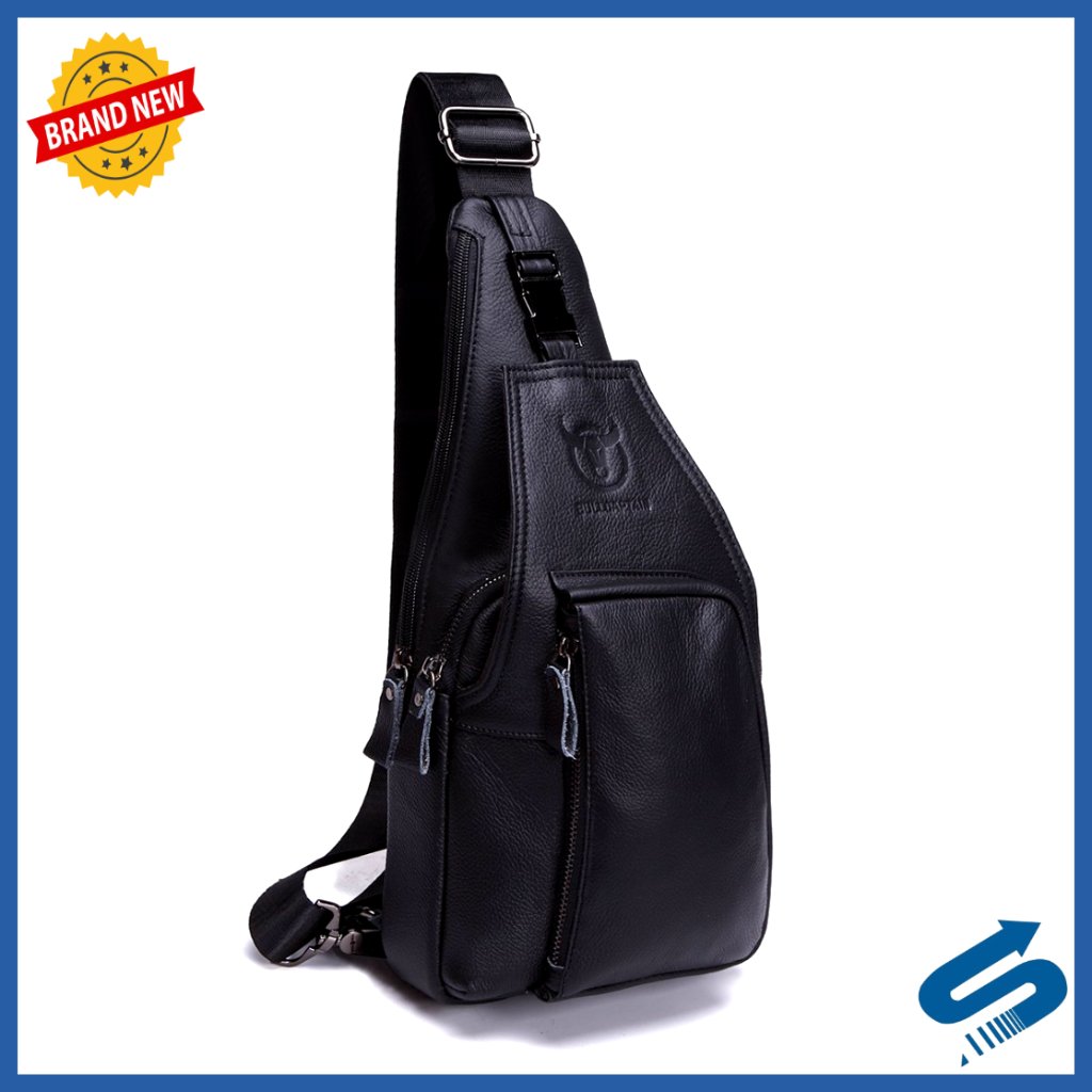 Genuine Leather Crossbody Sling Bag, Adjustable Strap, Large Capacity, Business